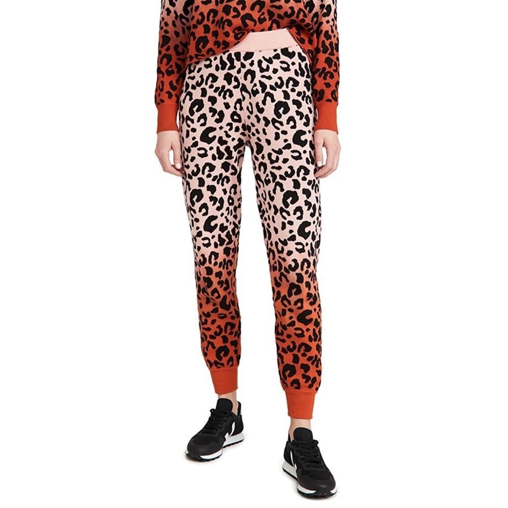 525 Lepoard Dip Dye Knit Joggers in Papaya Multi Size L